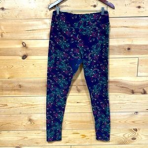 LuLaRoe TC tall curvy leggings floral paisley print EUC Extra Large 12 14 16 18